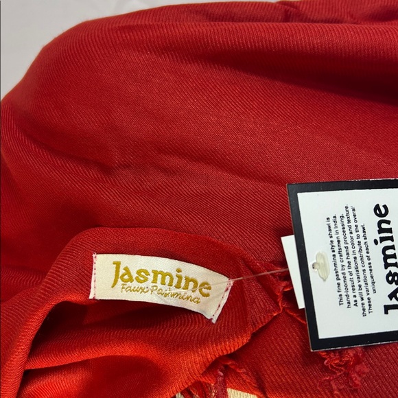 Jasmine Vibrant Red Women's Wrap Scarf Pashmina Style - Picture 2 of 7